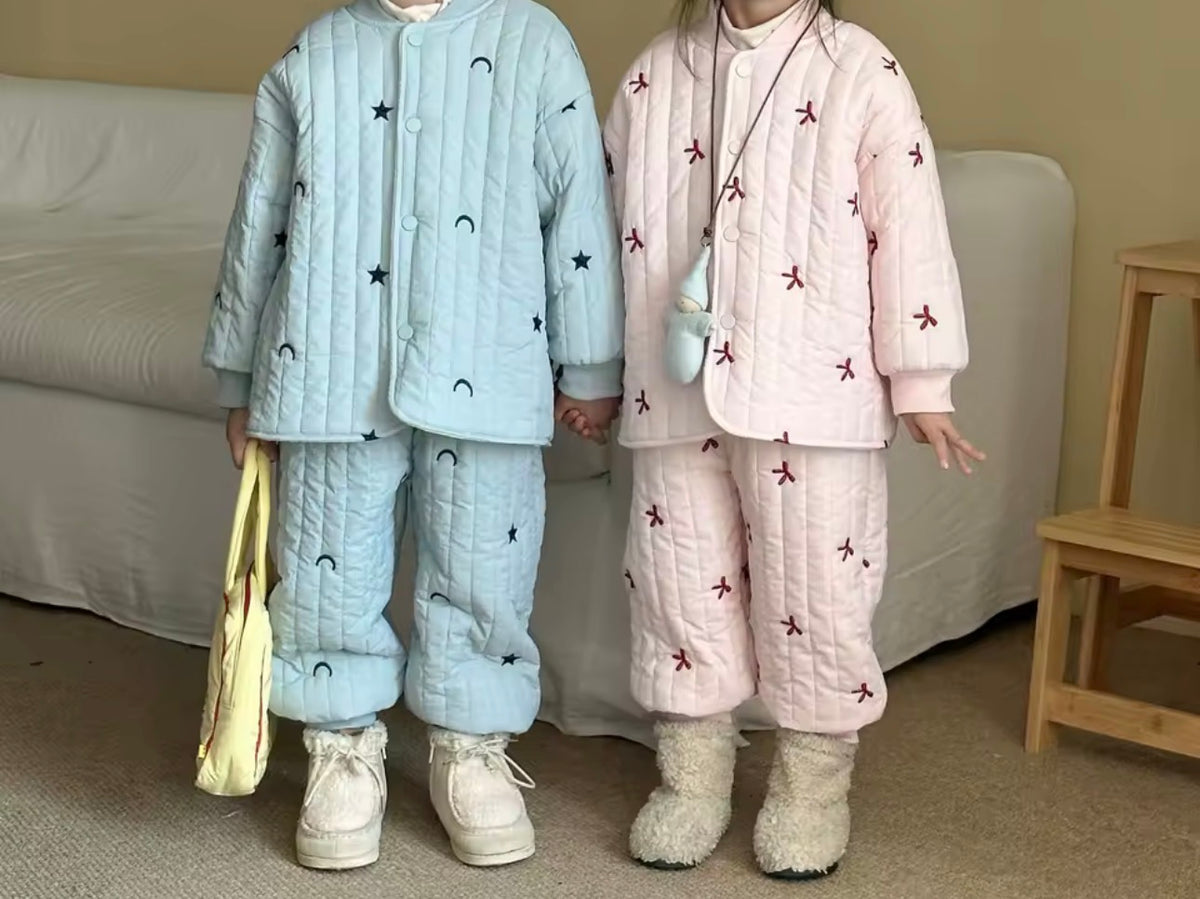 Puffer coat and trouser fleece lined set