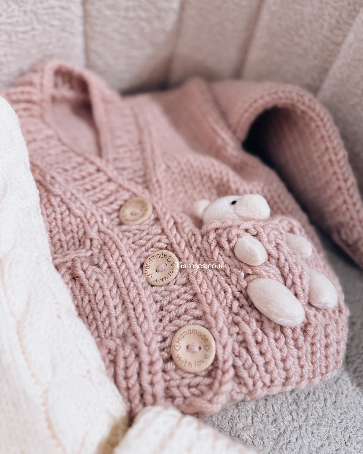 Handknit teddy bear cardigan