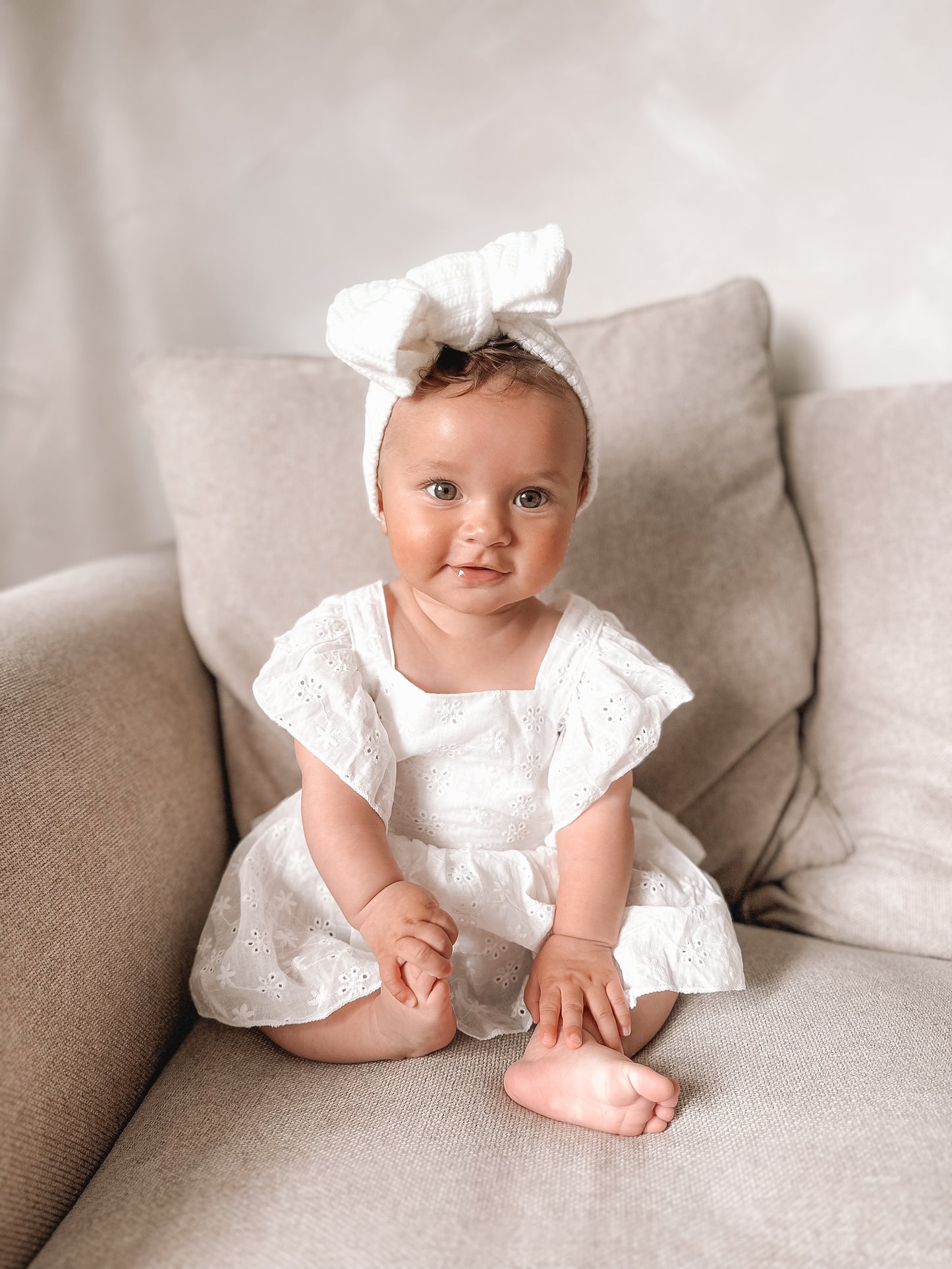 In stock summer broderie romper and headband