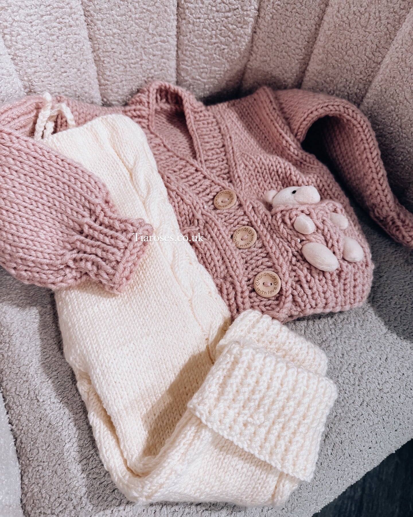 Handknit teddy bear cardigan