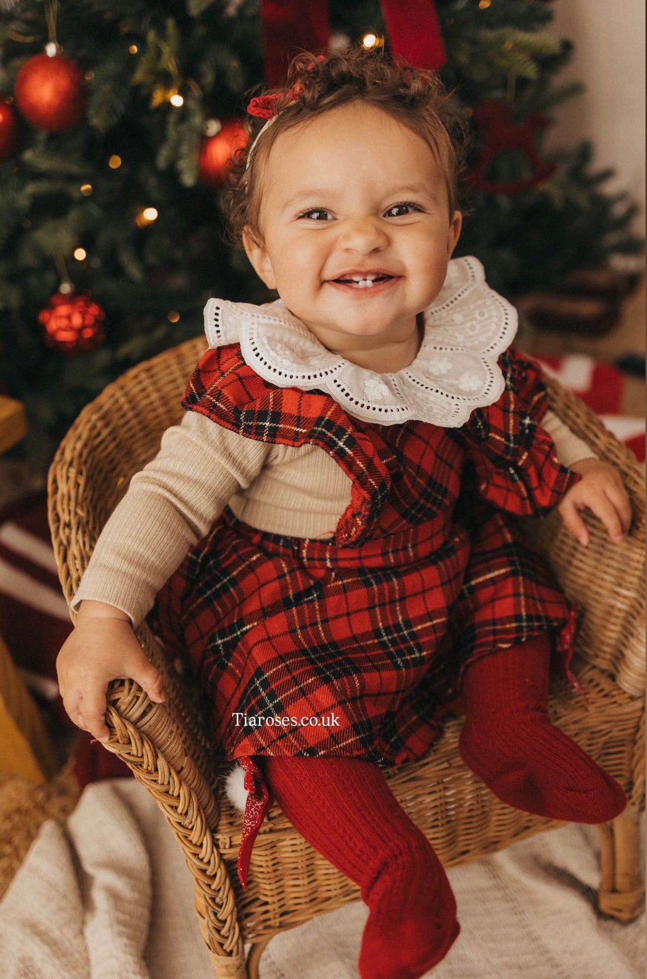 In stock tartan Christmas romper