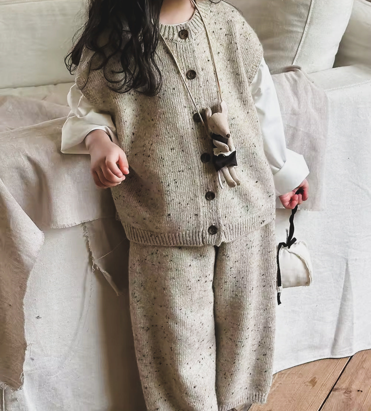 Pre order spring thick knit button top and trousers (12m-9years)