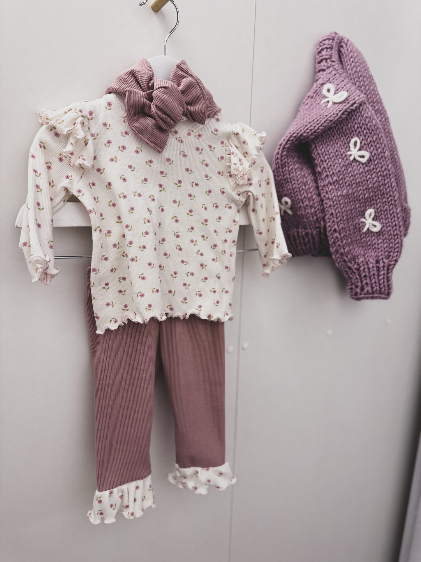 Tia Roses handmade 3 piece organic cotton floral set (in stock)