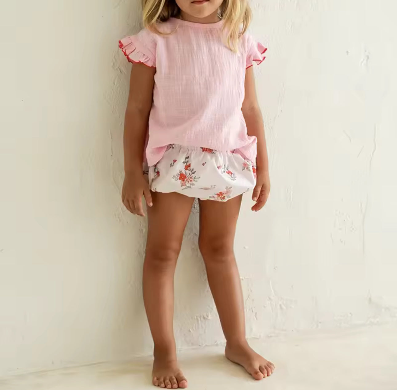 Summer boho pink tie back top/bloomers
