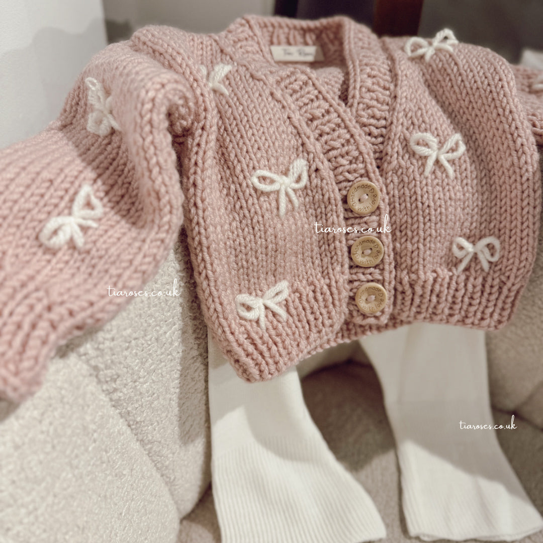 Pre order New collection handknitted loop bows cardigan