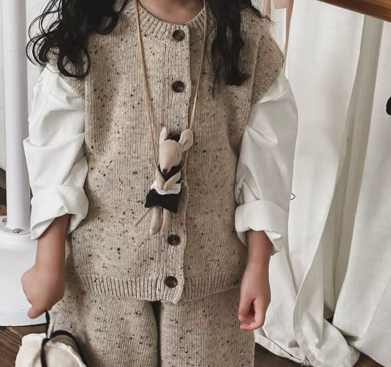 Pre order spring thick knit button top and trousers (12m-9years)