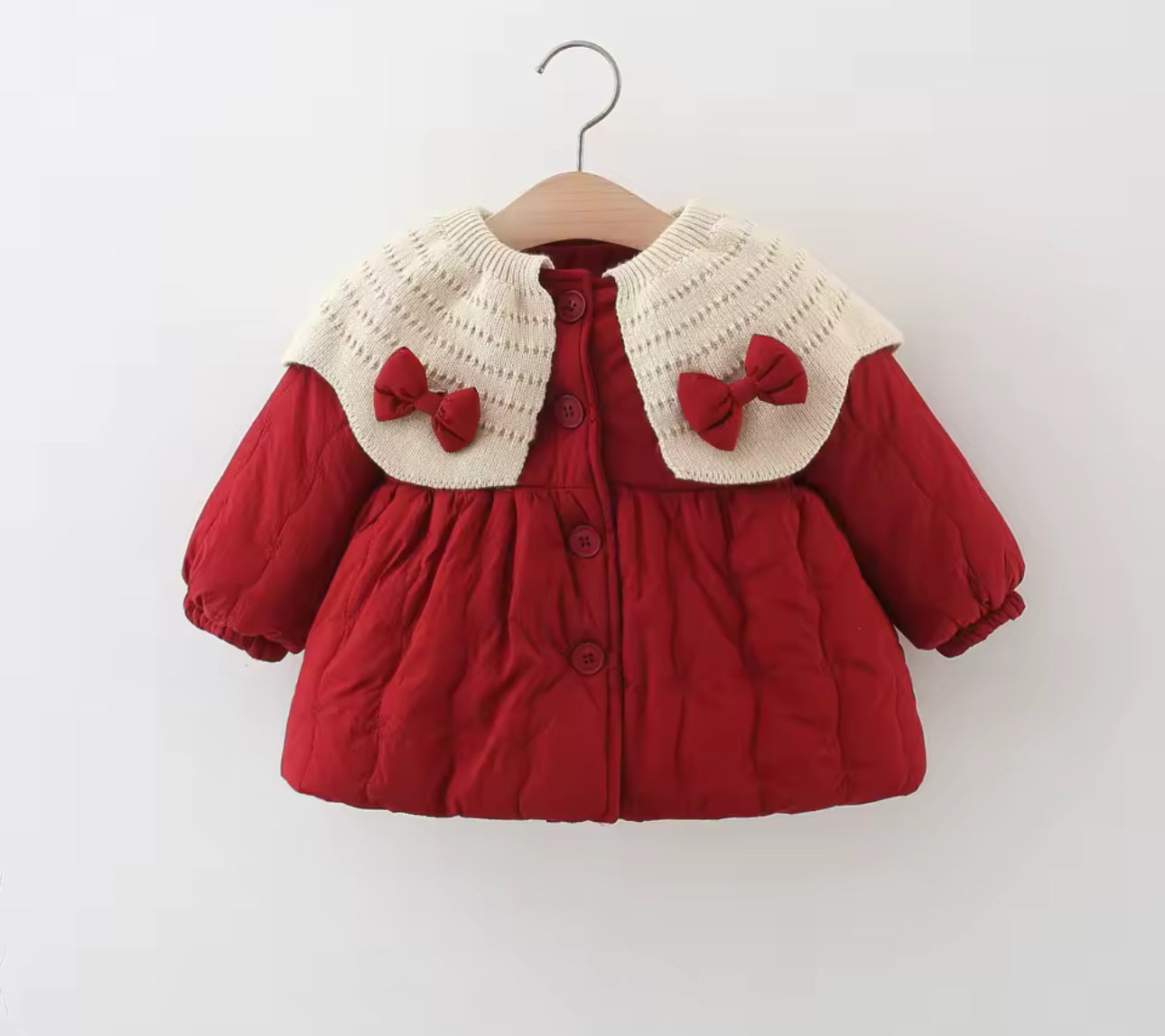Knitted trim bow coats