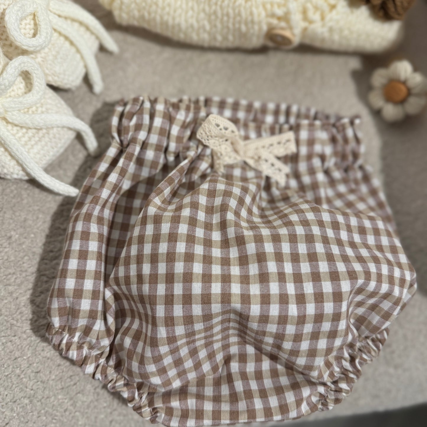 In stock handmade brown gingham bloomers