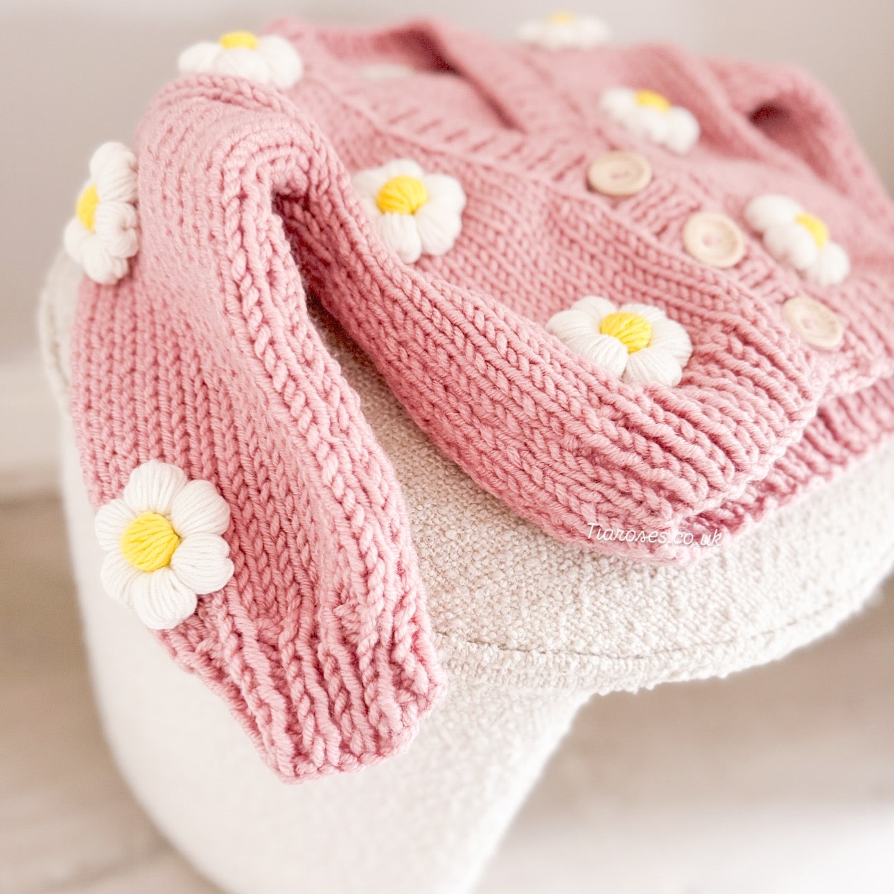 New summer hand knitted daisies cardigan in stock
