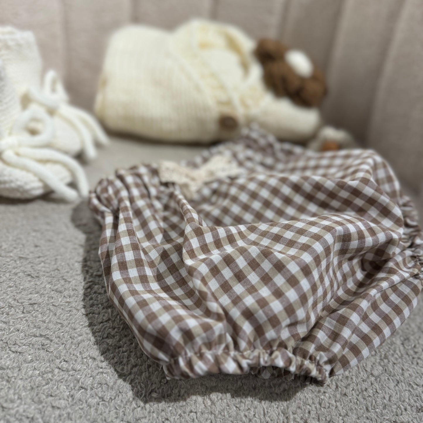 In stock handmade brown gingham bloomers