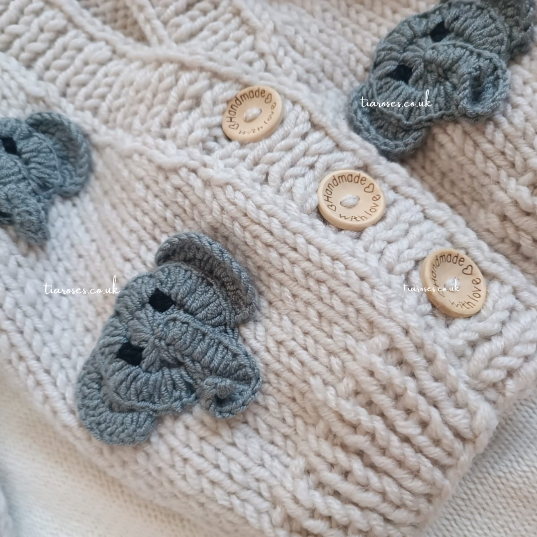 New collection handknitted elephant cardigan/jumper pre order