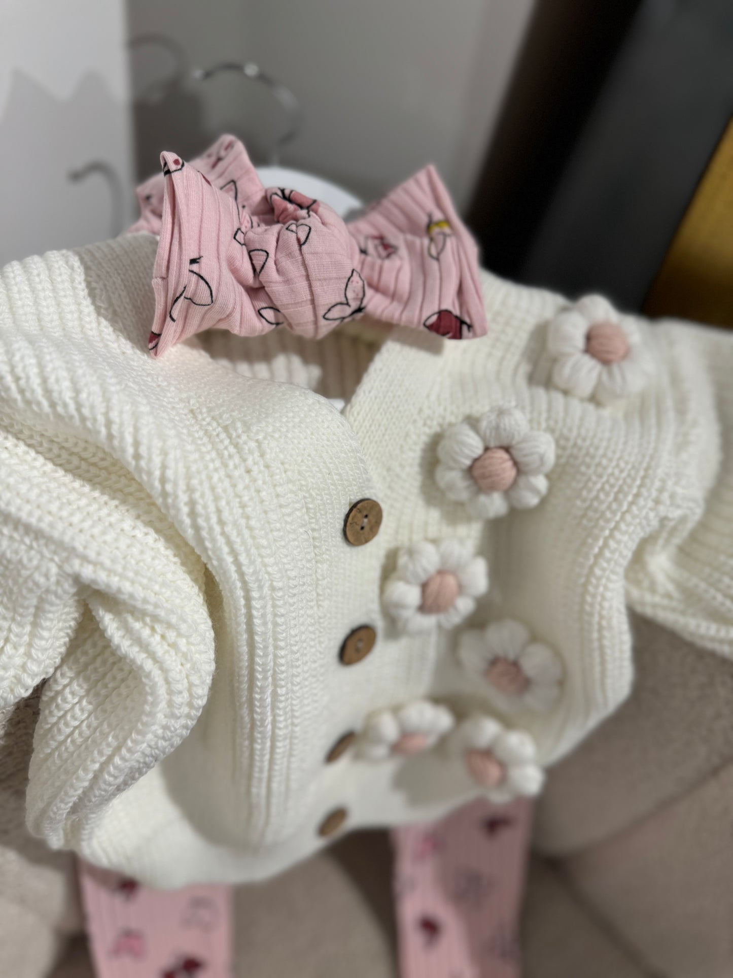 In stock spring handmade leggings and bow cotton set butterfly