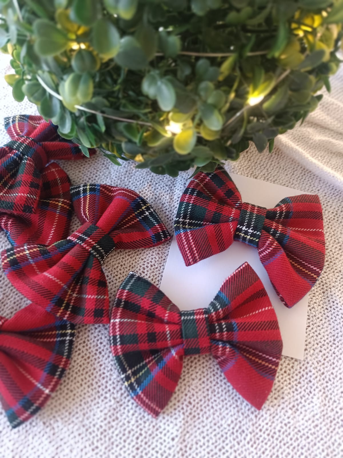 Handmade large tartan bow clips 2 pack