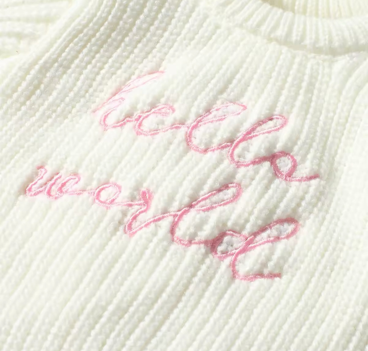Pre order ‘Hello World’ embroidered chunky romper and hat