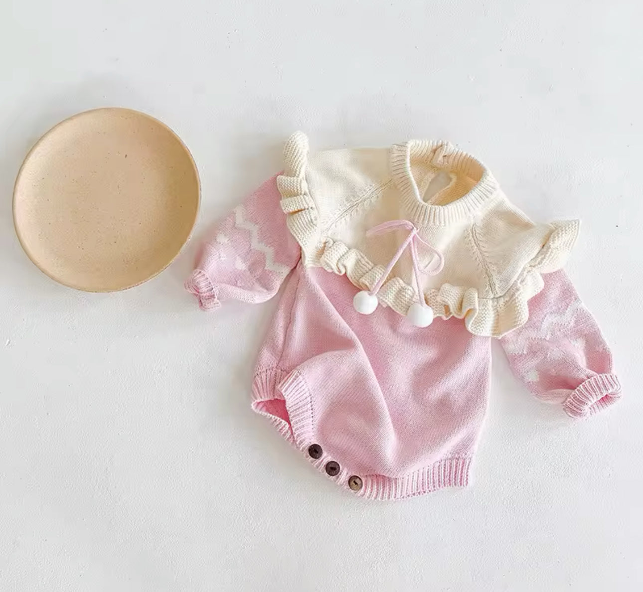 Pre order Pom Pom knit romper