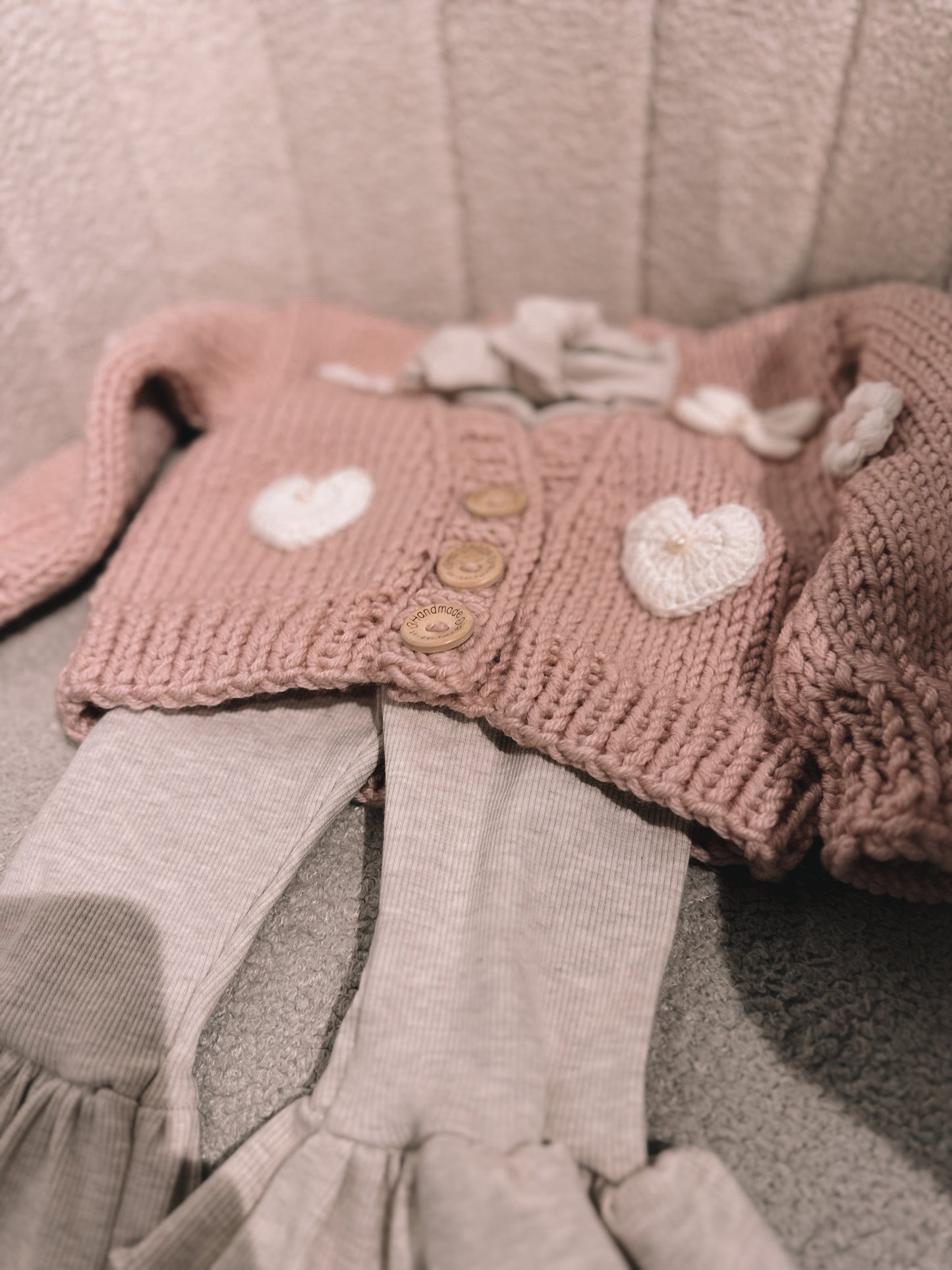 In stock spring handmade organic cotton legging and bow set