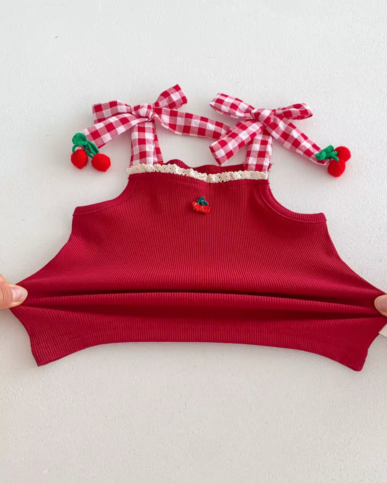 Cherry two piece cotton top and bloomers summer set