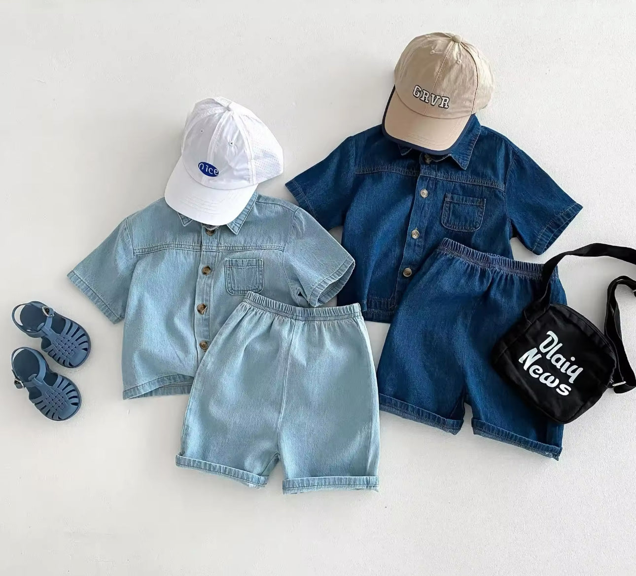 Boys summer denim top and short sets