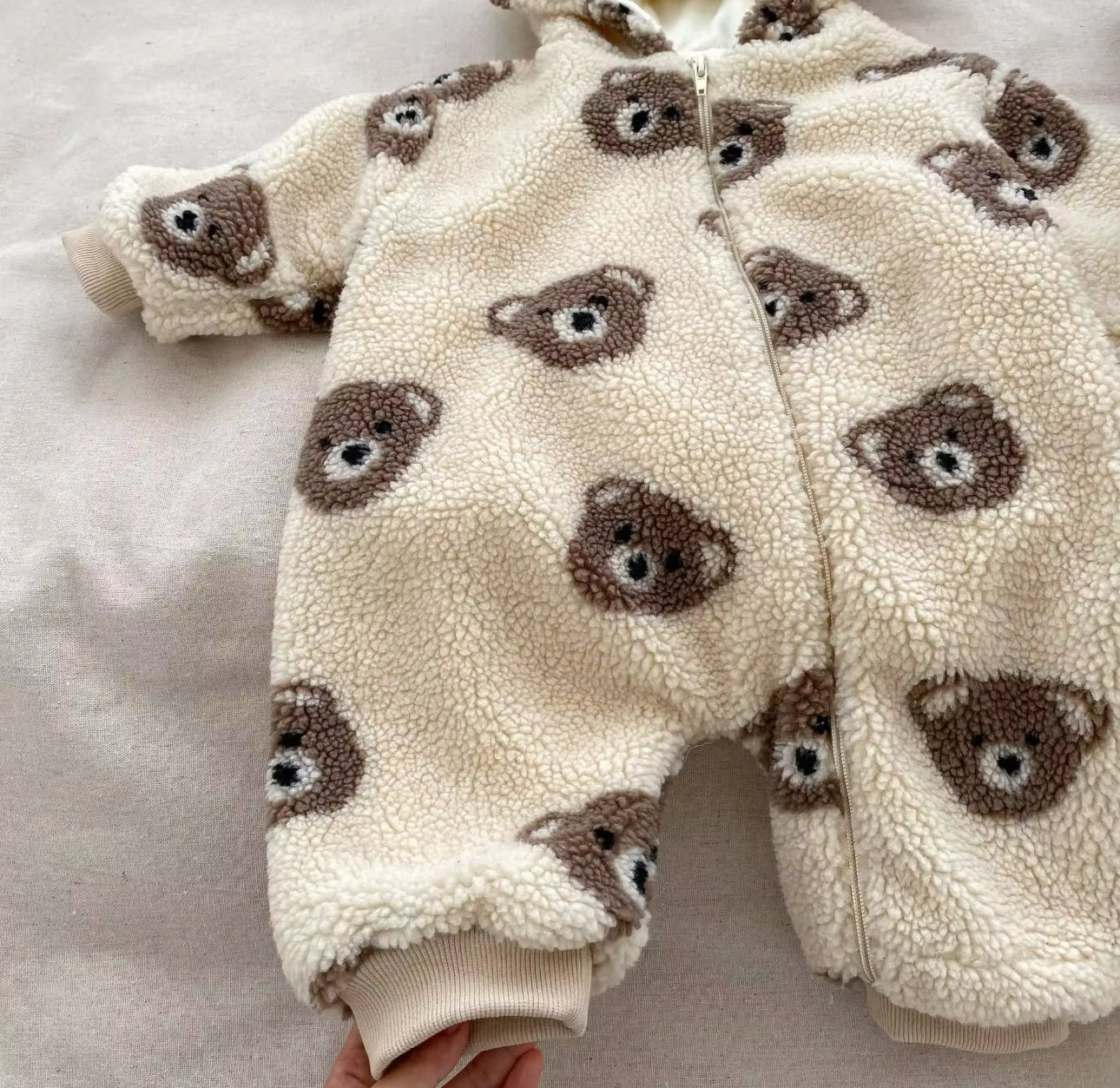 Pre order thick fleece lined teddy bear coat/snowsuit
