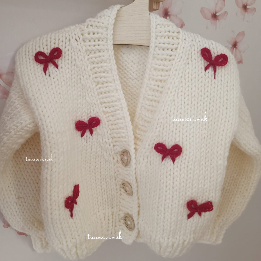 New style red loop bow handknitted cardigans