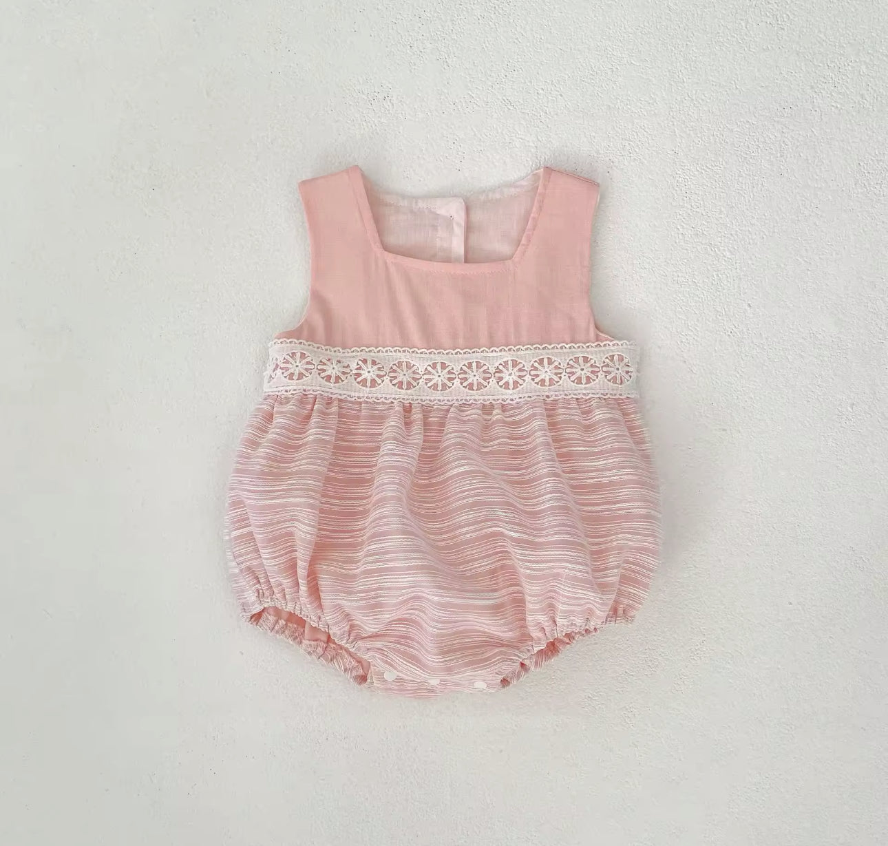 3 piece spring summer lace baby pink bow set