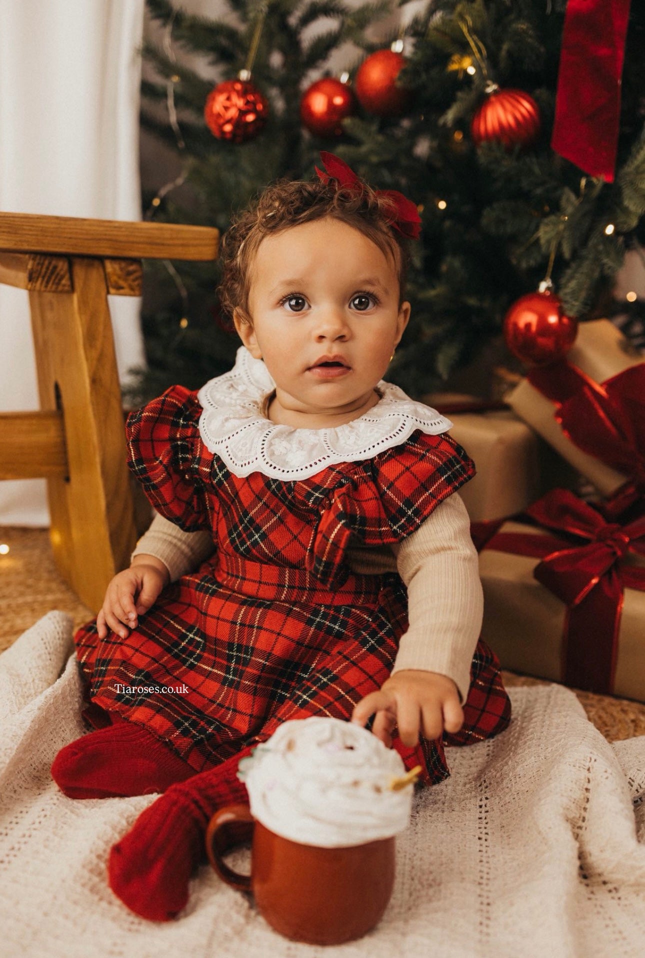 In stock tartan Christmas romper