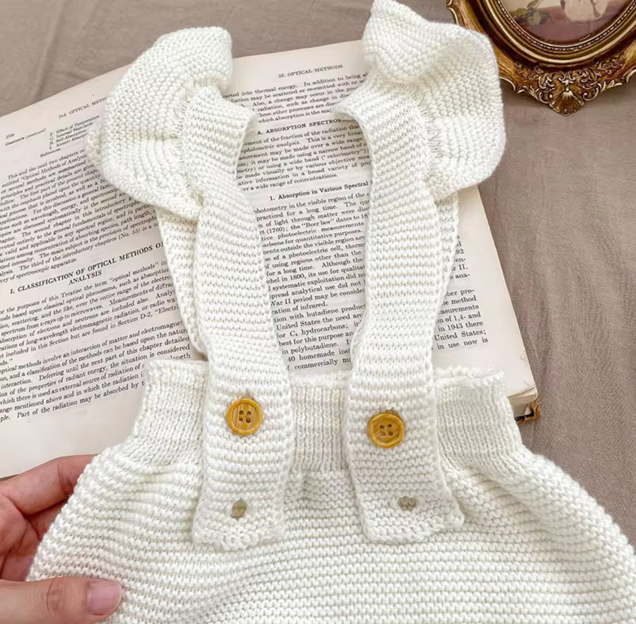 Pre order knit romper and bonnet set