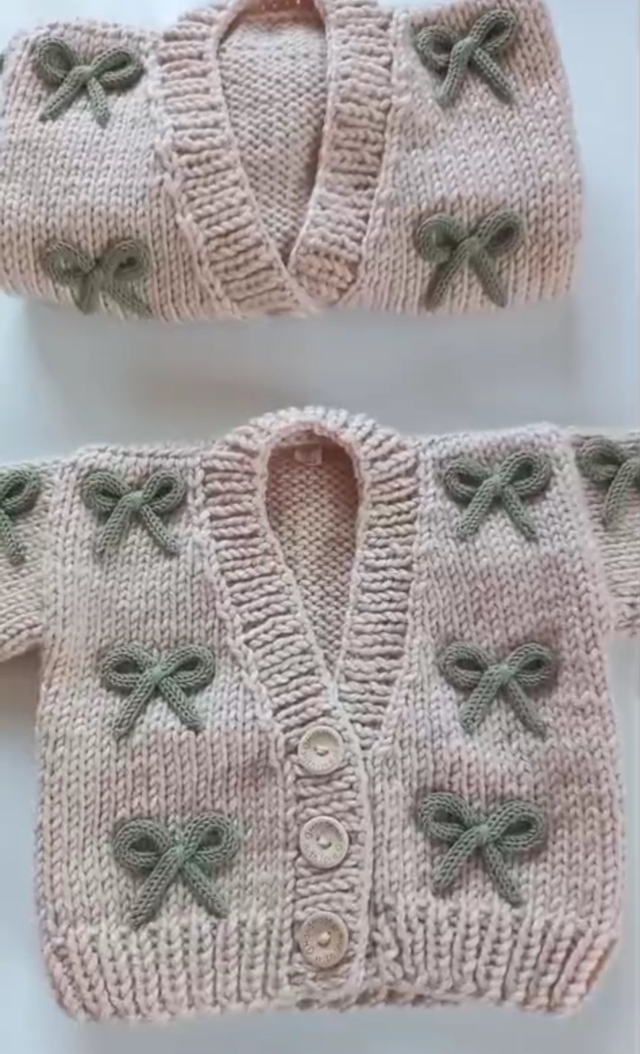 New spring hand knitted sage bow cardigan