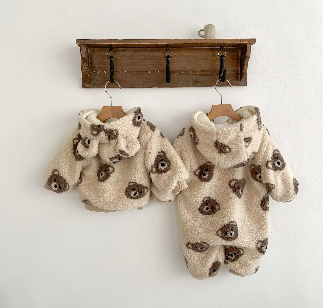 Pre order thick fleece lined teddy bear coat/snowsuit