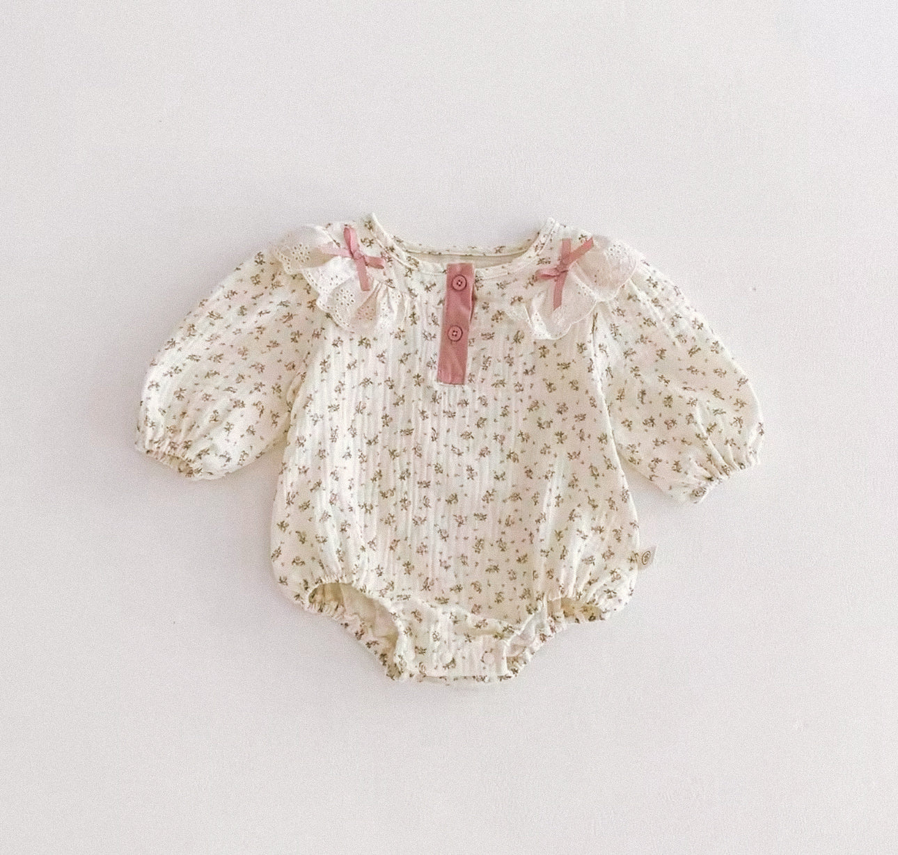 Spring summer dusky pink floral muslin romper (pre order)