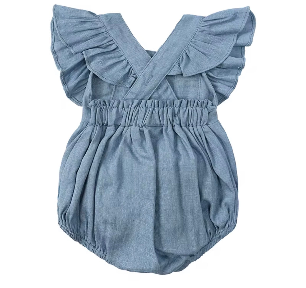 Ruffle powder blue romper