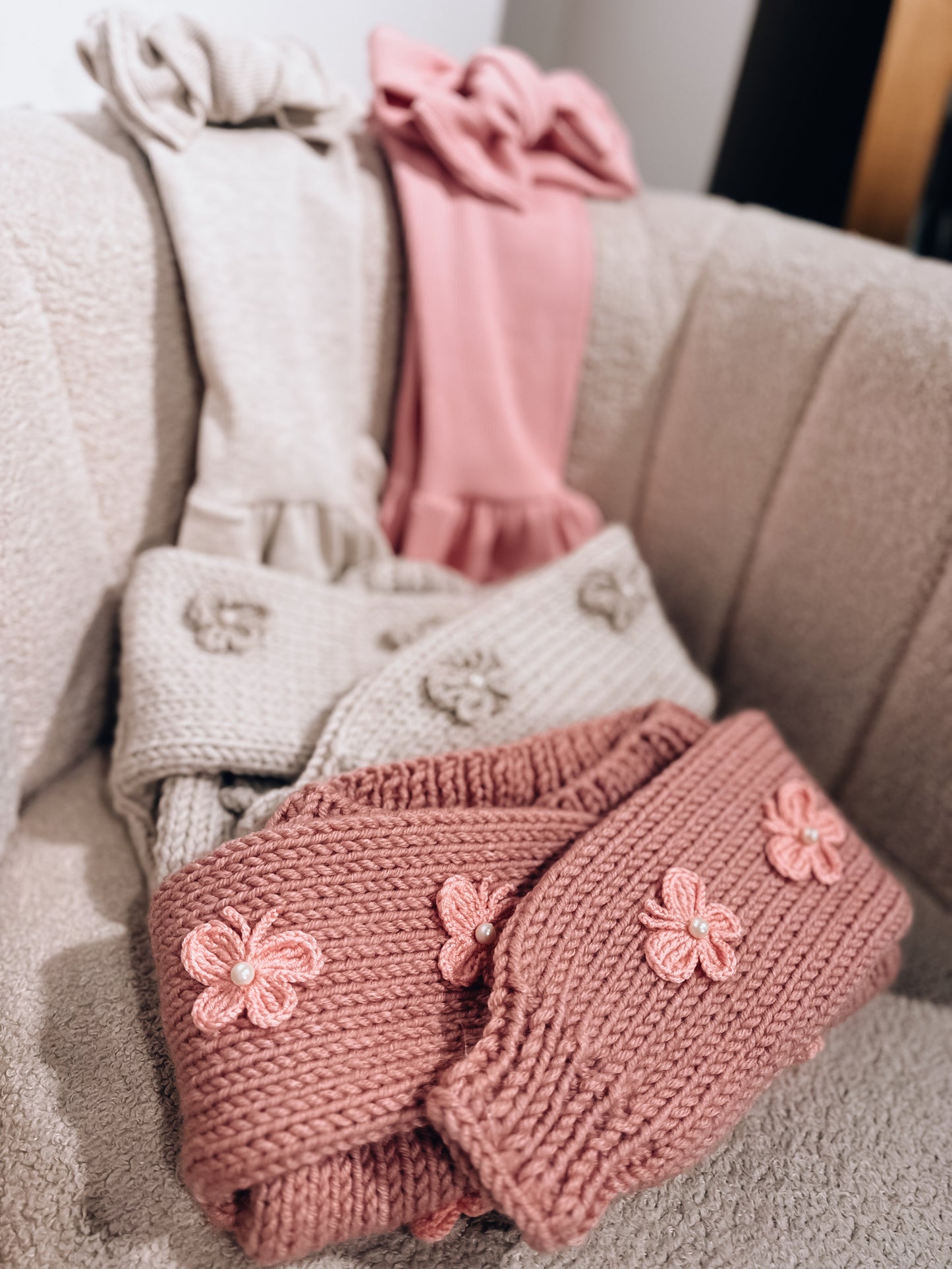 In stock pearl butterfly handknitted cardigans