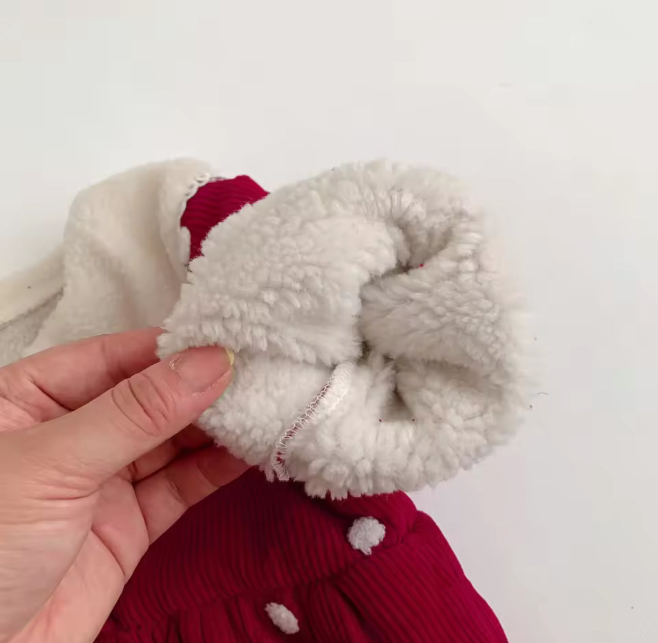 Thick fleece lined red dot Christmas romper