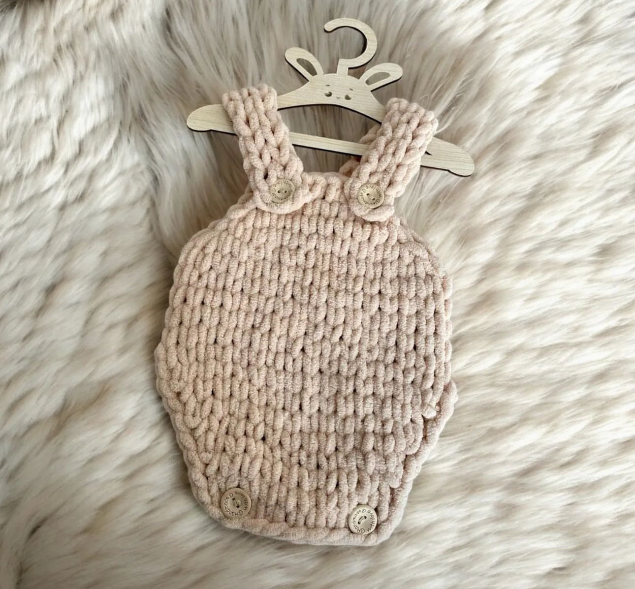 Soft handknit rompers pre order