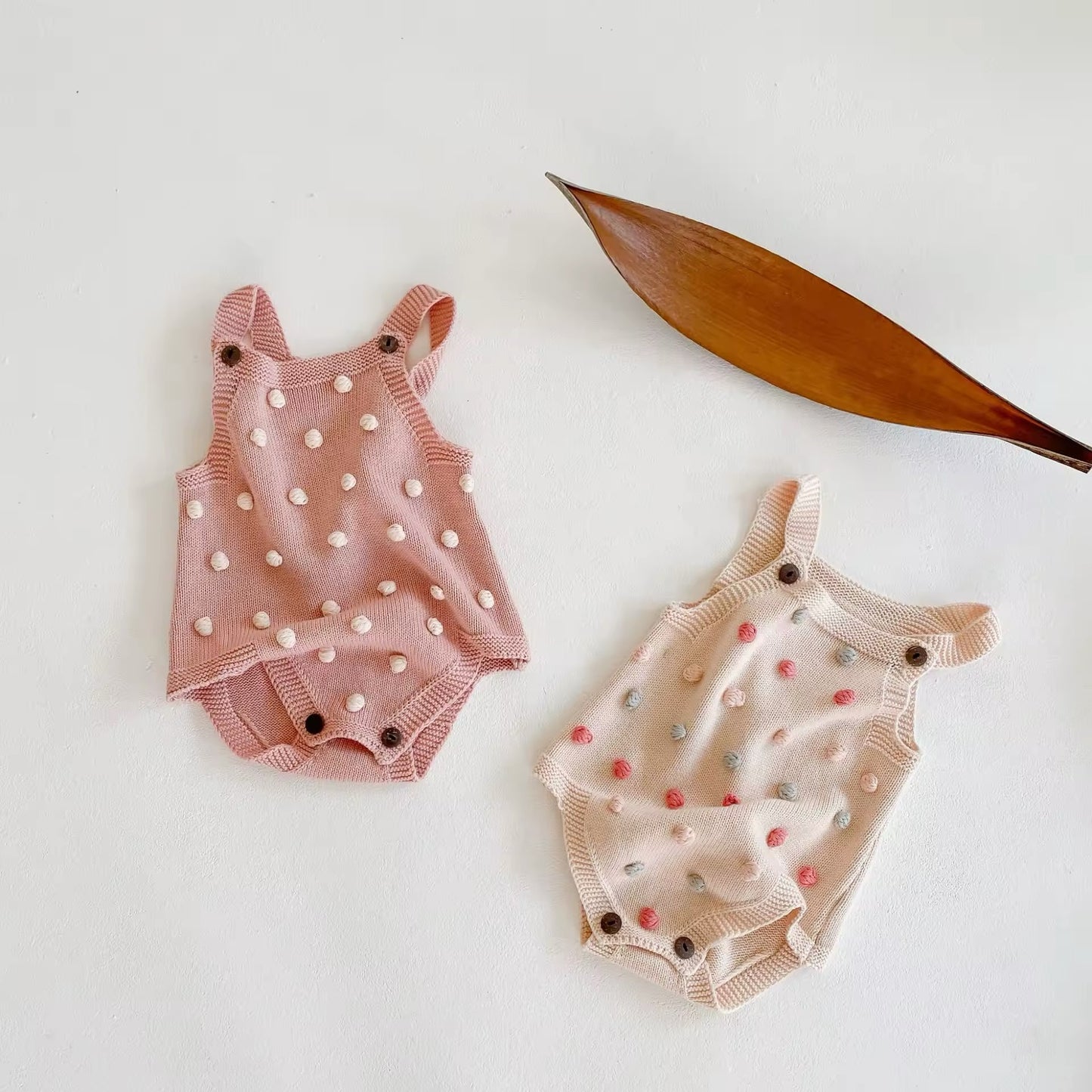 Spring knit bobble rompers (pre order)