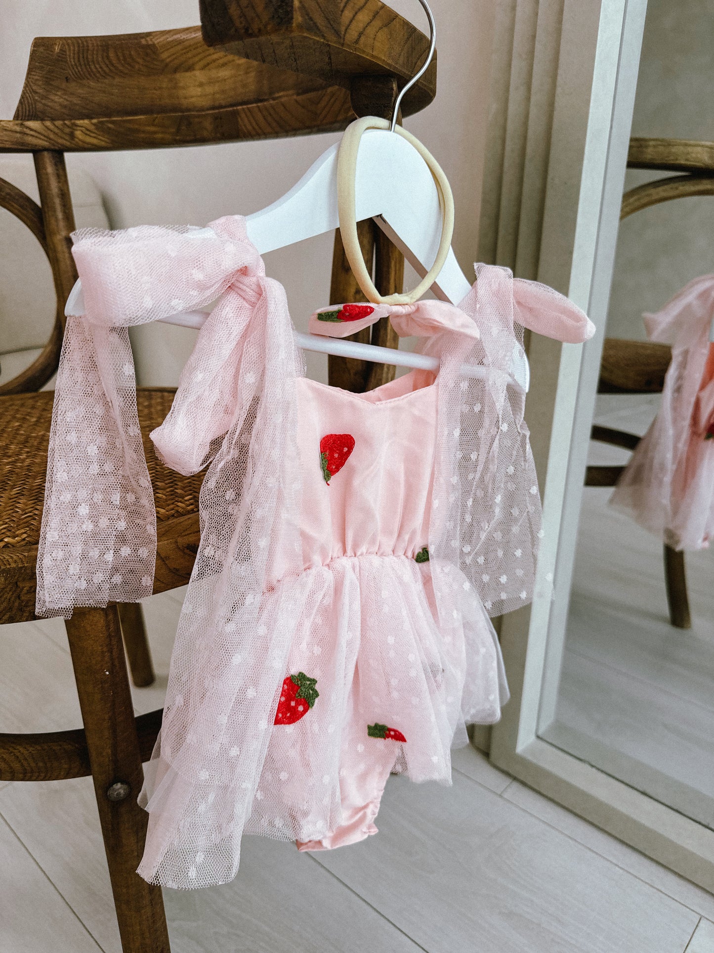 Summer pink strawberry tutu & headband set