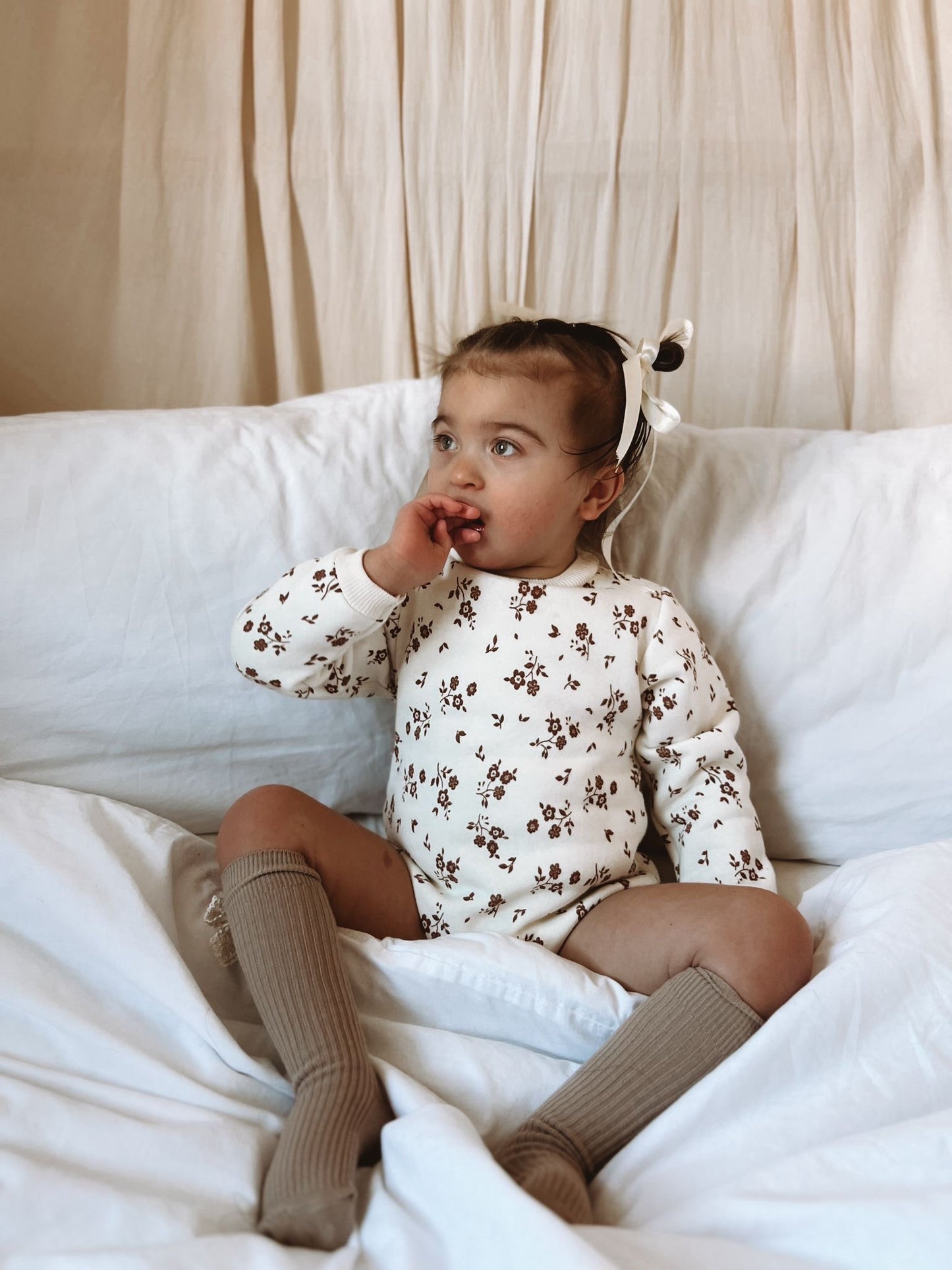 In stock spring handmade fleece lined floral romper