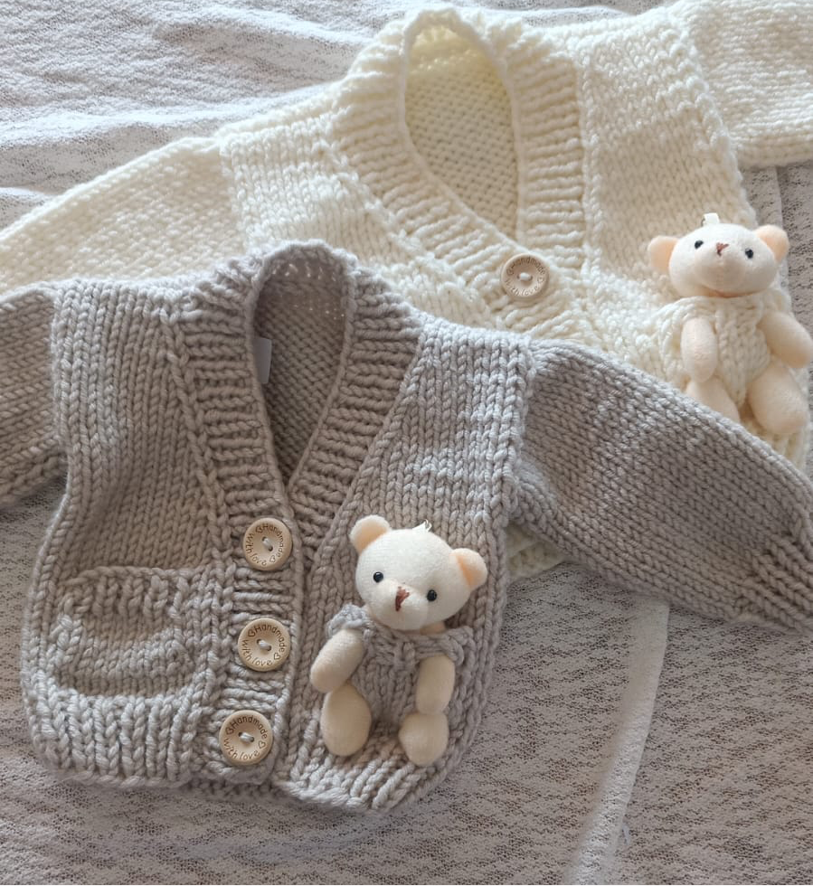 Handknit teddy bear cardigan