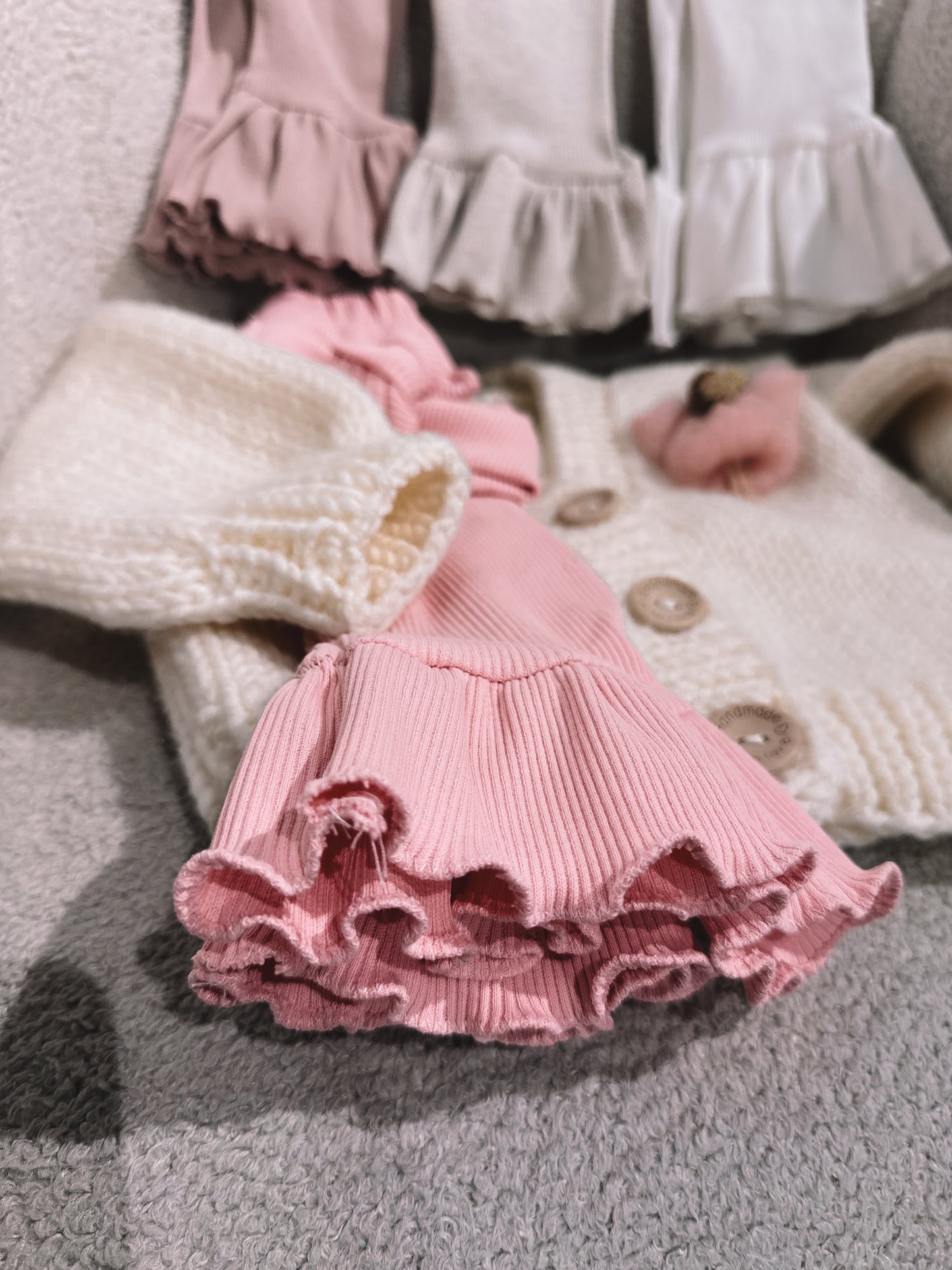 In stock spring handmade organic cotton legging and bow set