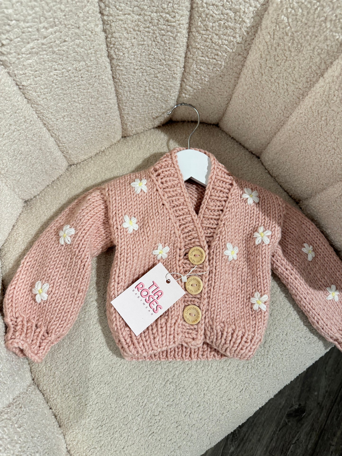 In stock Hand knitted chunky cardigan daisy style