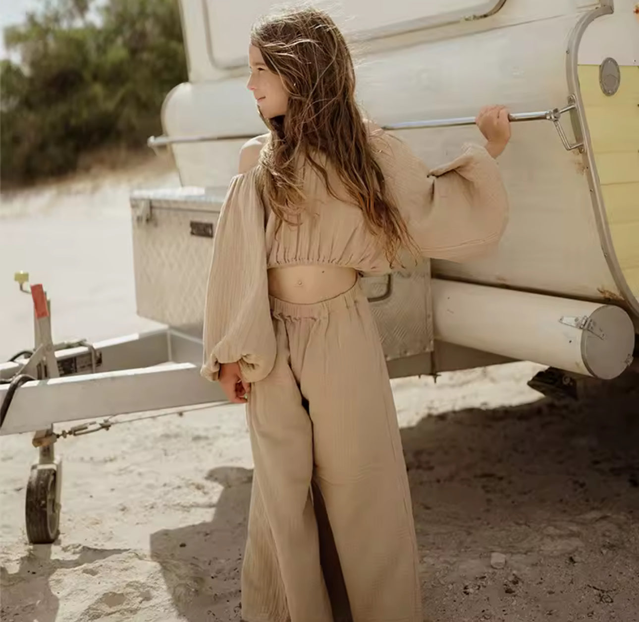 Cotton summer boho two piece set