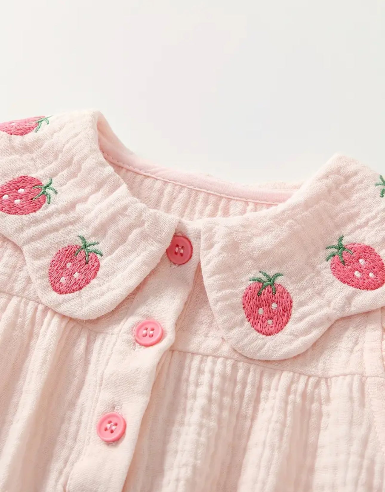 Pre order summer cotton strawberry embroidered romper and headband
