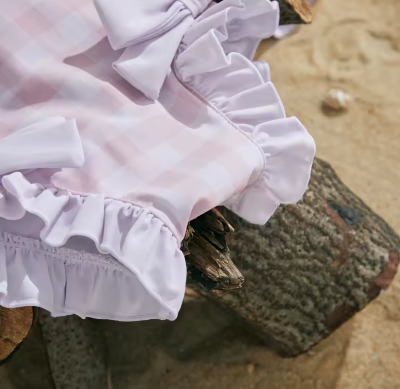 Pink gingham swim set