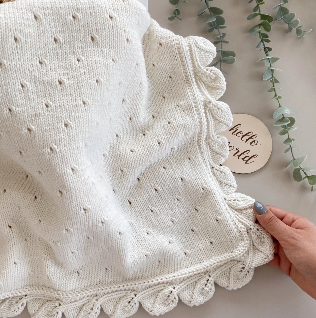 ‘Coming home’ handknitted collection romper/blanket/bonnet/booties