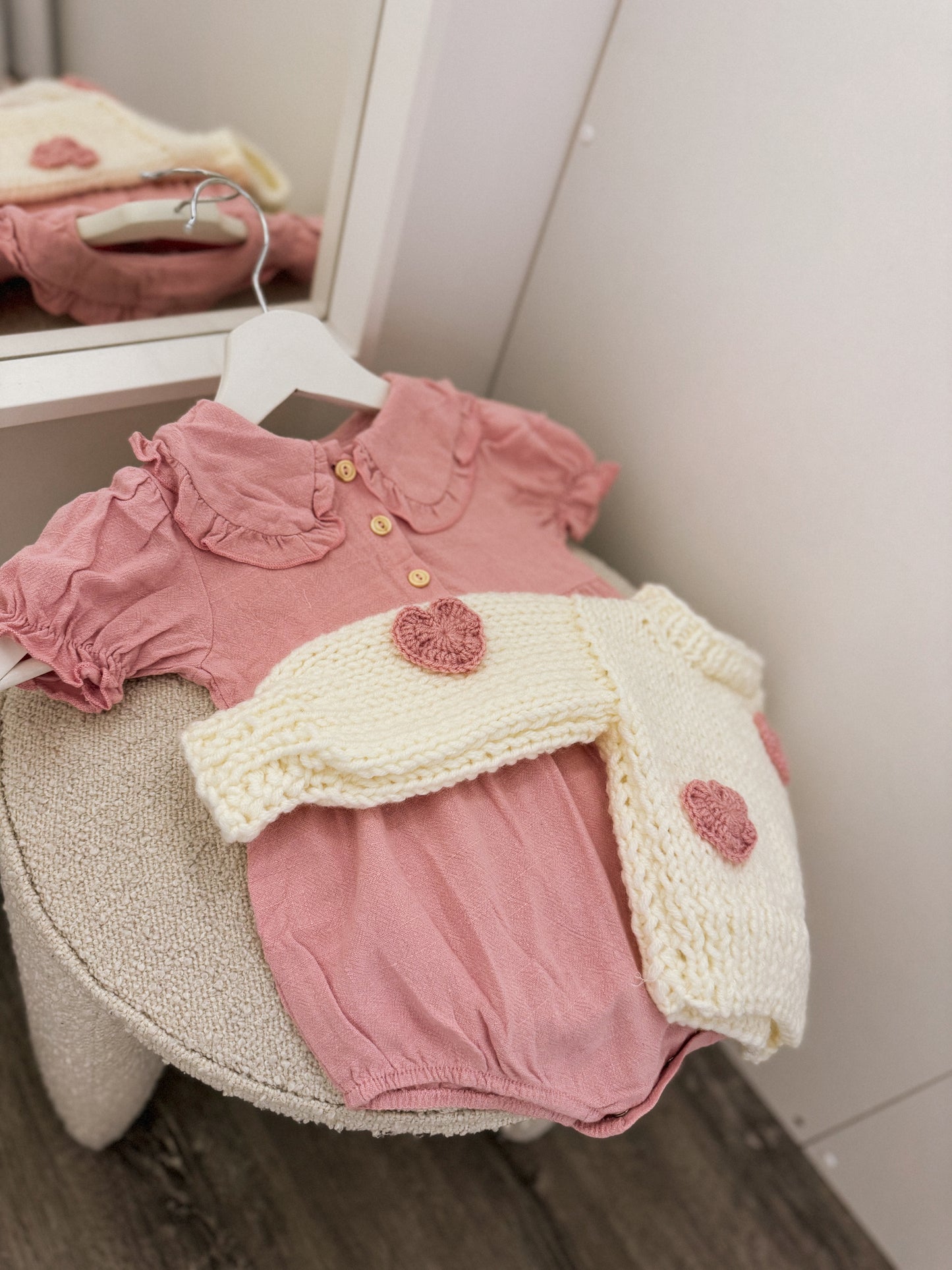 In stock summer cotton frill collar romper