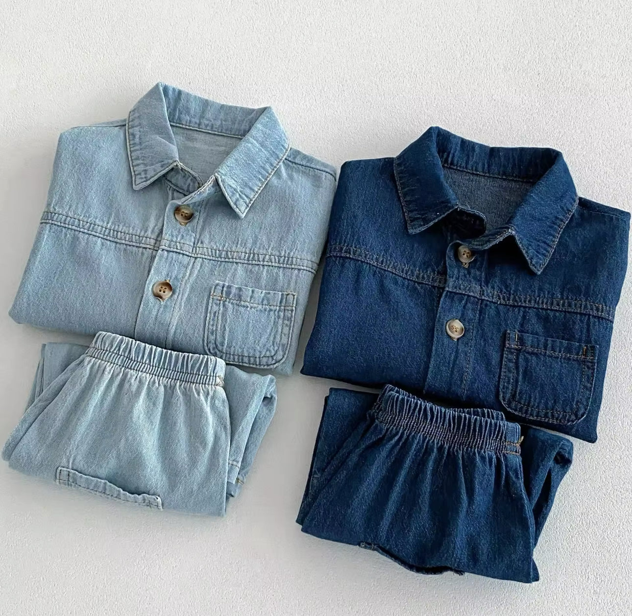 Boys summer denim top and short sets