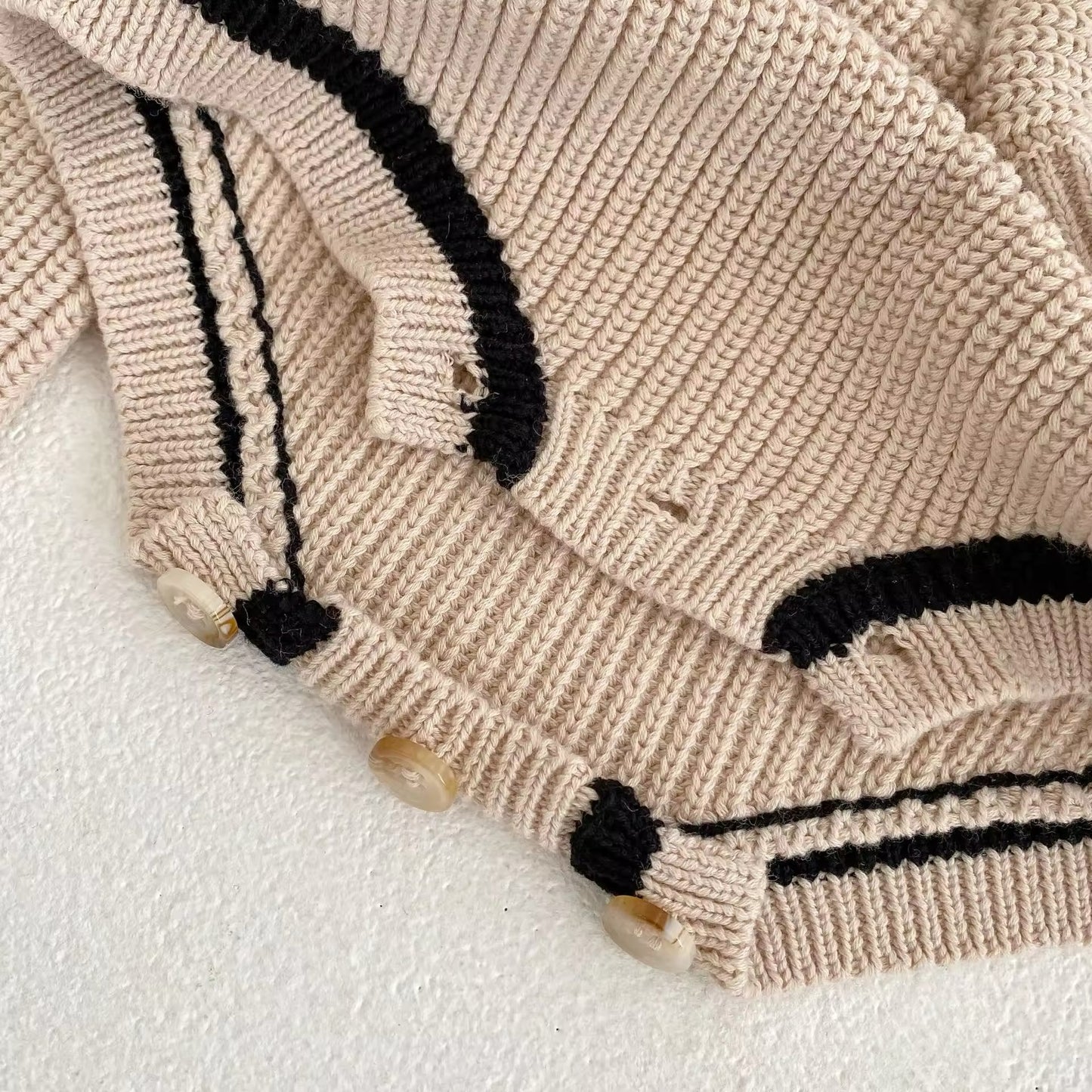 Pre order beige and black stripe knit collection (dungarees only)