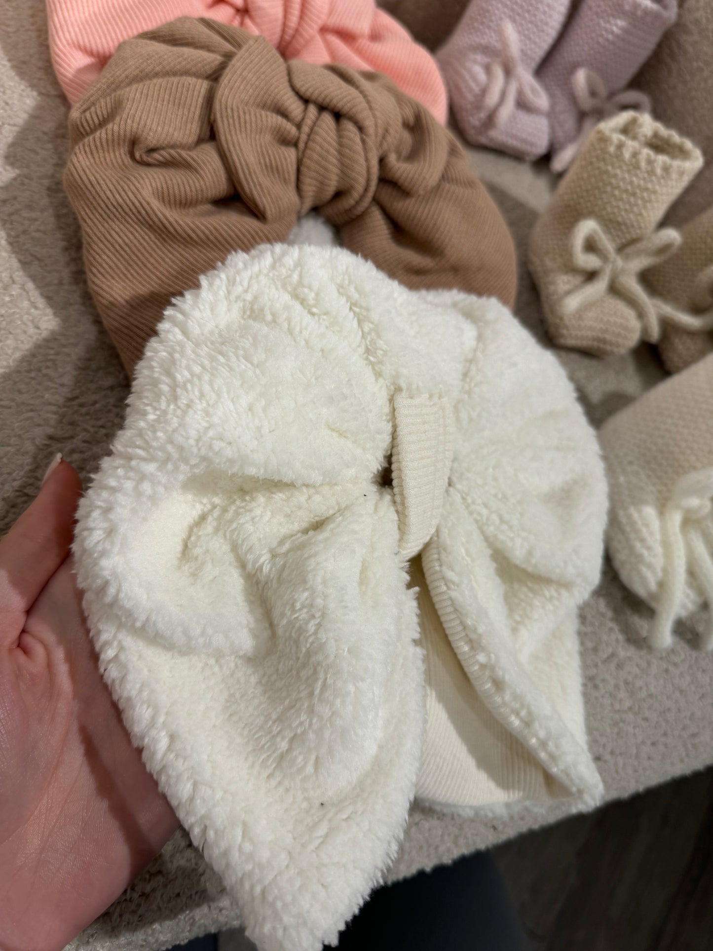 In stock handmade thick fleece lined turbans