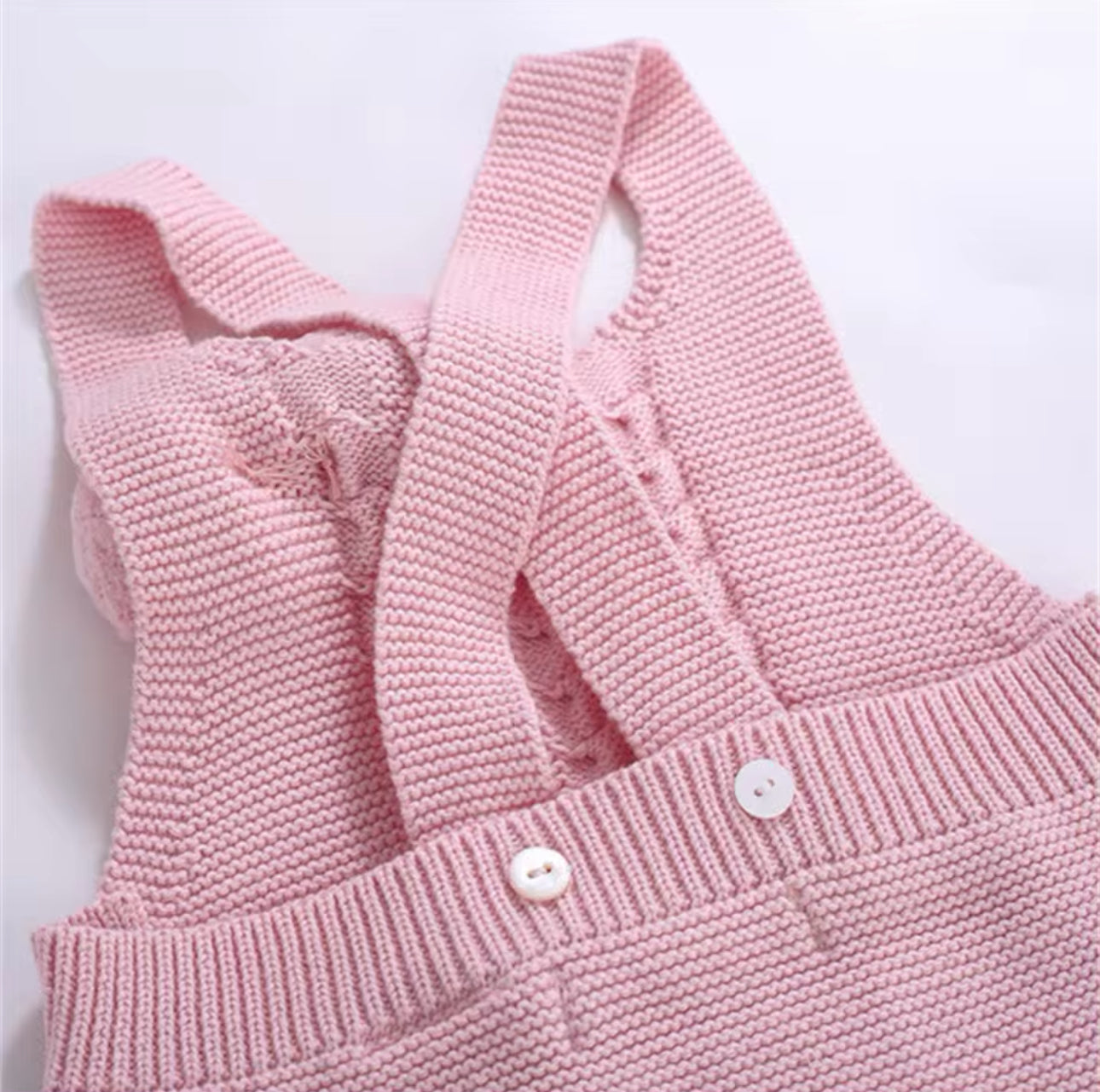 Pre order pink knit romper and white top set