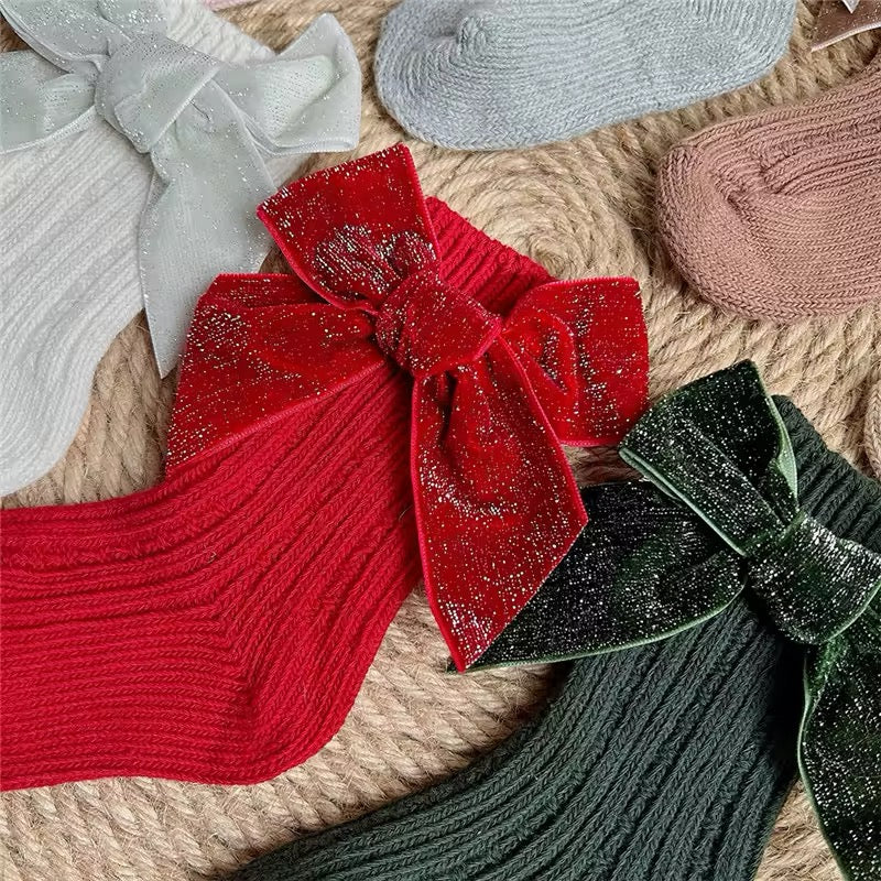 Pre order sparkle velour Christmas socks